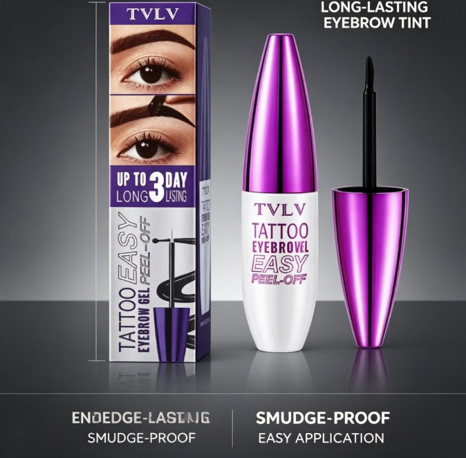 Semi-Permanent Peel Off Eyebrow Gel Tint - Long Wear Waterproof Brow Tattoo Makeup, 3 Natural Shades, No Smudging