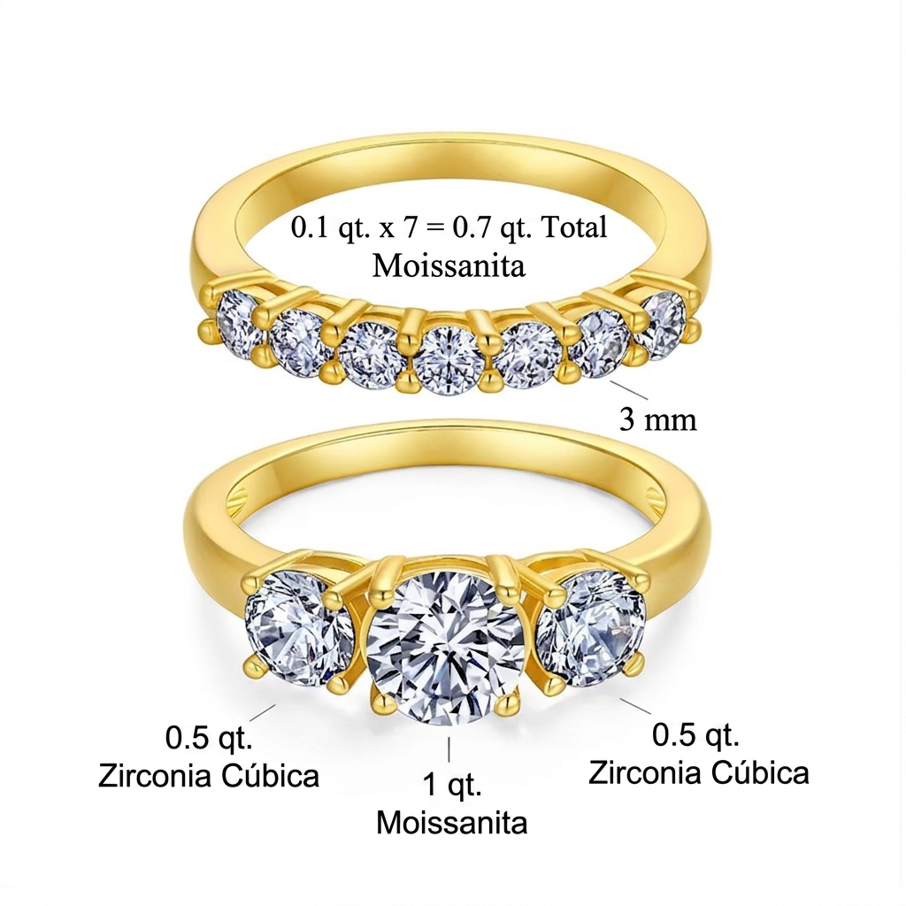 🔥 90% DE DESCUENTO: Juego de anillos apilables con 💎moissanita impecable de 1.5 quilates, color D, corte preciso Corazones y Flechas, apto para viajes, en plata 925 chapada en oro de 14K