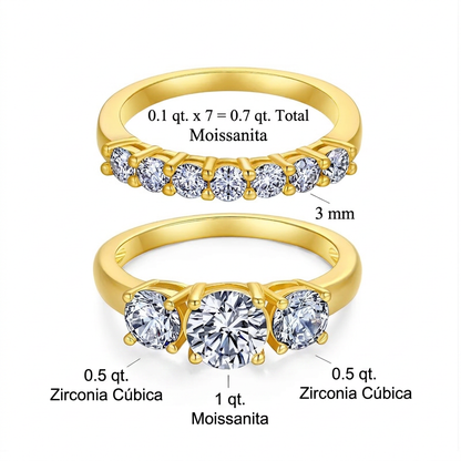 🔥 90% DE DESCUENTO: Juego de anillos apilables con 💎moissanita impecable de 1.5 quilates, color D, corte preciso Corazones y Flechas, apto para viajes, en plata 925 chapada en oro de 14K