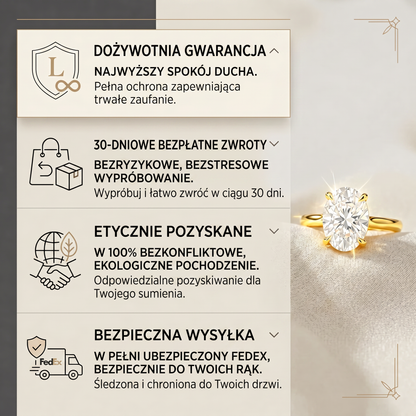 Pierścionek idealny na całe życie: Dwukolorowy pierścionek typu solitaire z brylantem o szlifie owalnym i oprawą z litego złota próby 14K – Wyprzedaż w ostatnim dniu: -90% 🔥