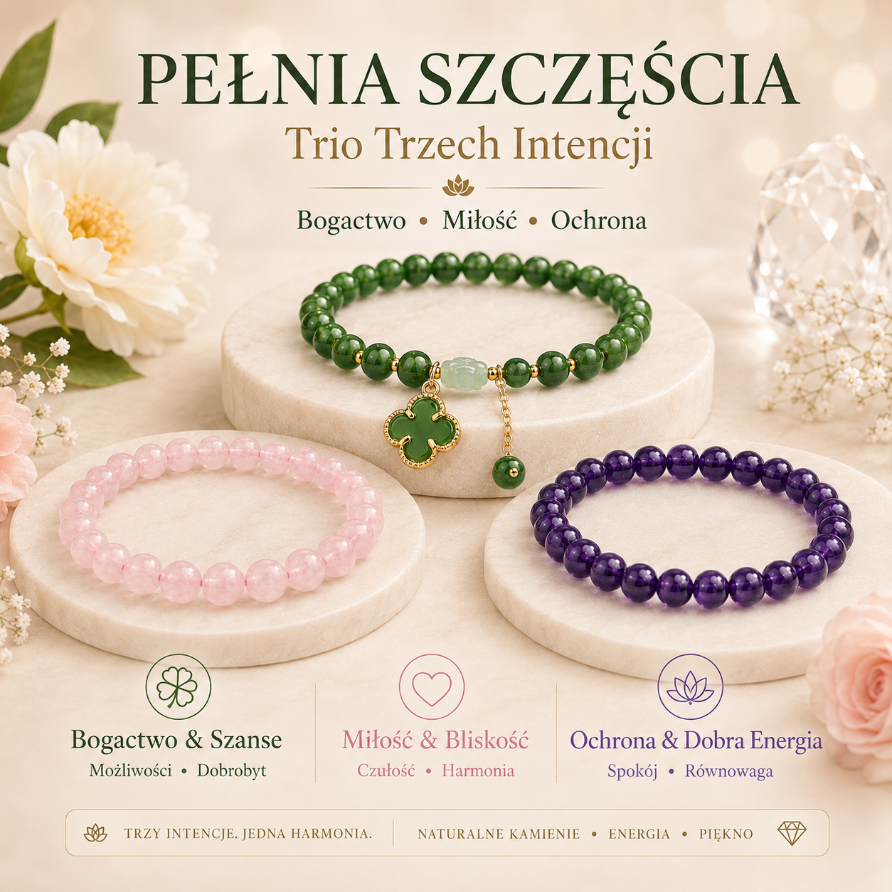 💚💗💜Pełnia Szczęścia” — Trio Trzech Intencji | Bogactwo • Miłość • Ochrona