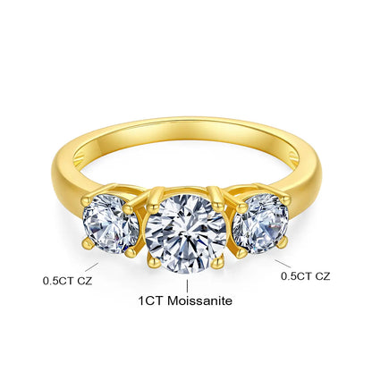 🔥 90% DE DESCUENTO: Juego de anillos apilables "Signature" con moissanita impecable de 1.5 quilates, color D, corte preciso Corazones y Flechas, apto para viajes, en plata 925 chapada en oro de 14K
