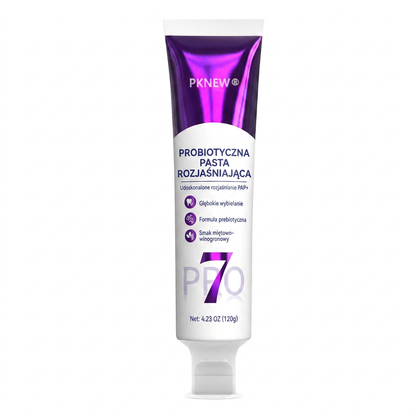 PKNEW® 7-Pro🍈 Fioletowa pasta do wybielania zębów z 7 probiotykami🦷 – Zaawansowana formuła neutralizująca odcień zębów, zapewniająca jaśniejszy uśmiech i codzienną higienę jamy ustnej ✨