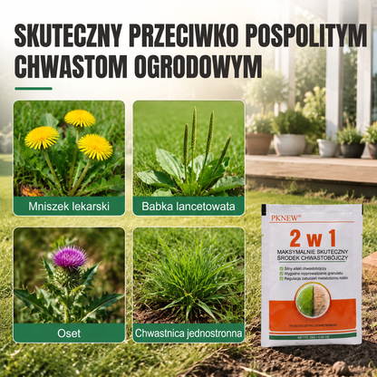 PKNEW® 🌿 Granulowany środek chwastobójczy 2 w 1 Max Power🍇 – widoczne efekty już po 6 godzinach; łatwy do rozpuszczenia w wodzie i przeznaczony do punktowego stosowania na fugach, ścieżkach, przy ogrodzeniach oraz na powierzchniach żwirowych.