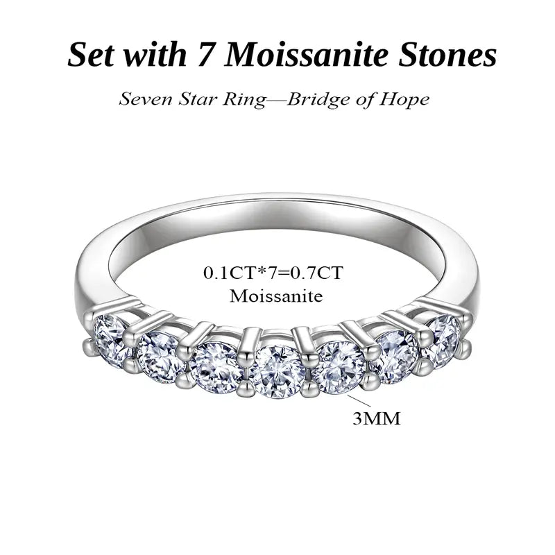 🔥 90% DE DESCUENTO: Juego de anillos apilables "Signature" con moissanita impecable de 1.5 quilates, color D, corte preciso Corazones y Flechas, apto para viajes, en plata 925 chapada en oro de 14K
