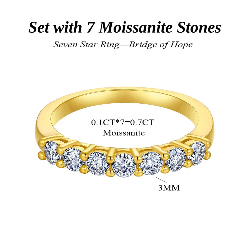🔥 90% DE DESCUENTO: Juego de anillos apilables "Signature" con moissanita impecable de 1.5 quilates, color D, corte preciso Corazones y Flechas, apto para viajes, en plata 925 chapada en oro de 14K