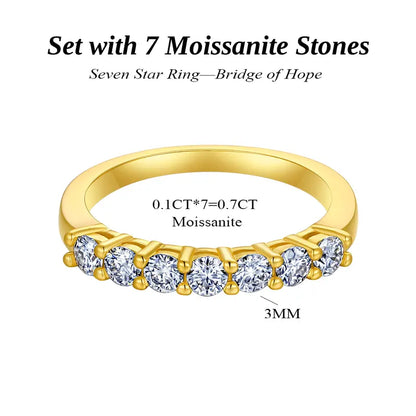 🔥 90% DE DESCUENTO: Juego de anillos apilables "Signature" con moissanita impecable de 1.5 quilates, color D, corte preciso Corazones y Flechas, apto para viajes, en plata 925 chapada en oro de 14K