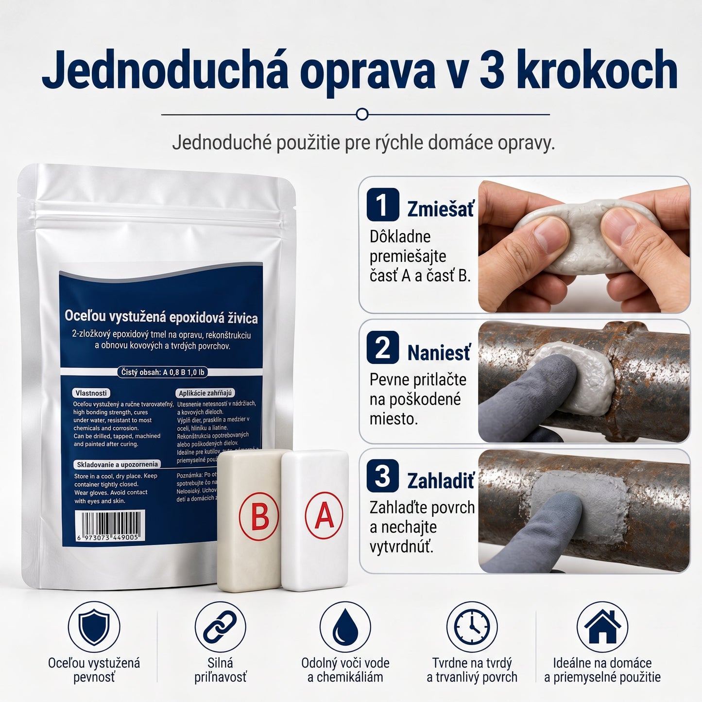 PKNEW®  Oceľou vystužený epoxidový opravný tmel — Univerzálne lepidlo na kov, drevo a plast🍅