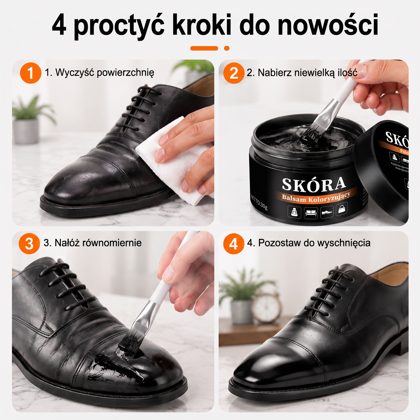 PKNEW®🎨 Intenzív Bőr Színhelyreállító Balzsam✨ – Felfrissíti a kifakult megjelenést, egységesíti a színt és segít elfedni a cipők, ülések, kézitáskák és autósülések karcolásait 💕