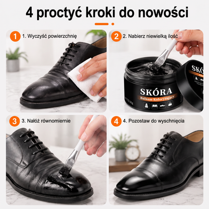 PKNEW®🎨 Intenzív Bőr Színhelyreállító Balzsam✨ – Felfrissíti a kifakult megjelenést, egységesíti a színt és segít elfedni a cipők, ülések, kézitáskák és autósülések karcolásait 💕