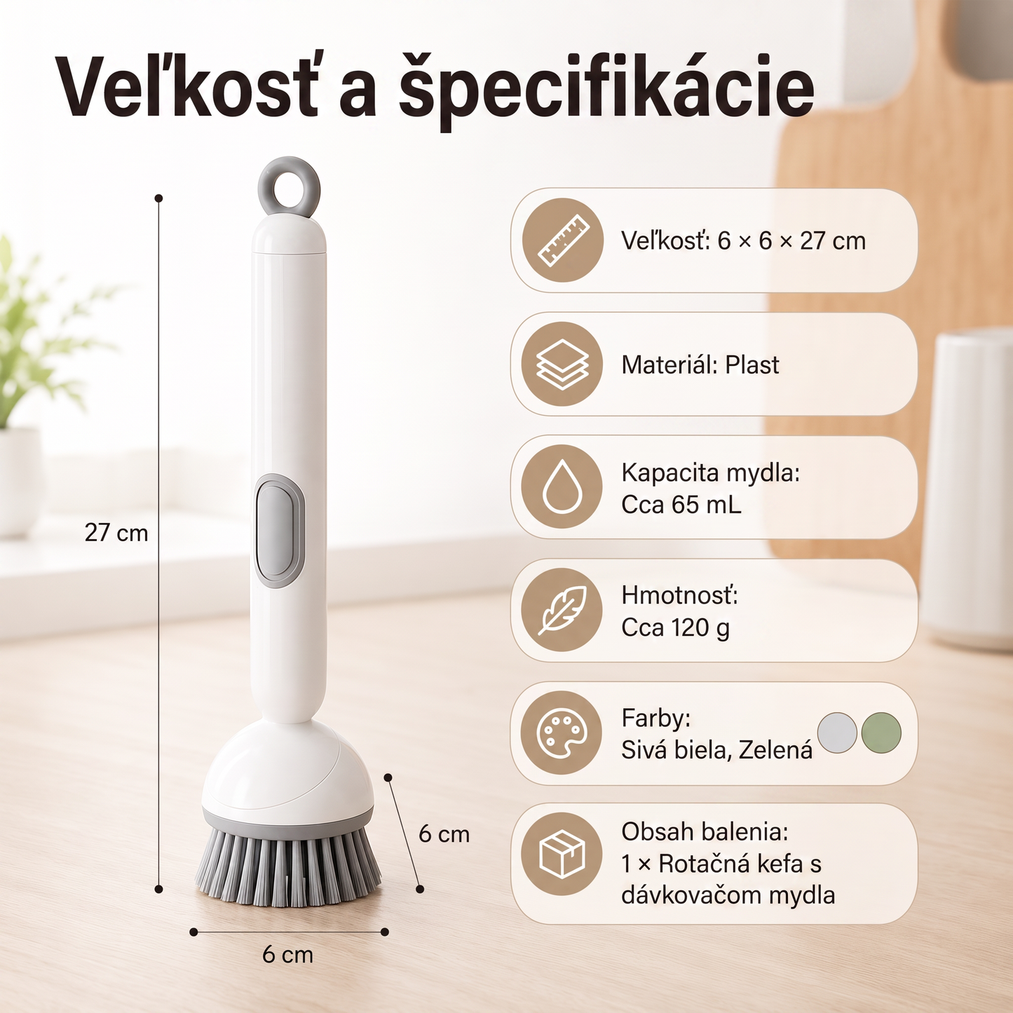 PKNEW® 🍇Inteligentná kuchynská kefka s dávkovačom saponátu 🧽 – otočná hlavica na jednoduché čistenie hrncov, panvíc a riadu jednou rukou 💧