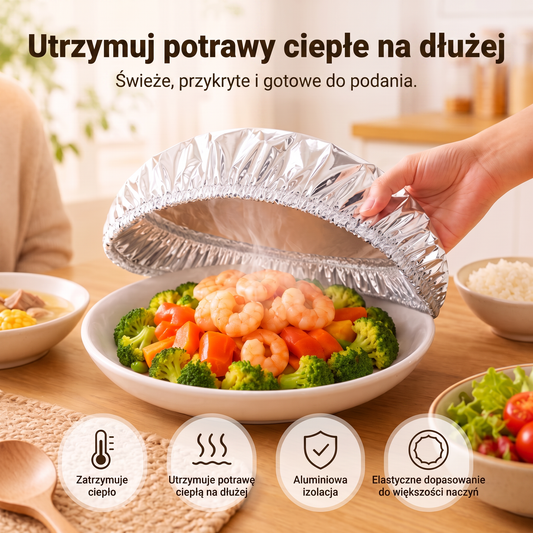 PKNEW® Składana aluminiowa osłona na żywność 🍇 | Utrzymuje ciepło i świeżość potraw oraz chroni przed muszkami owocówkami 🔥