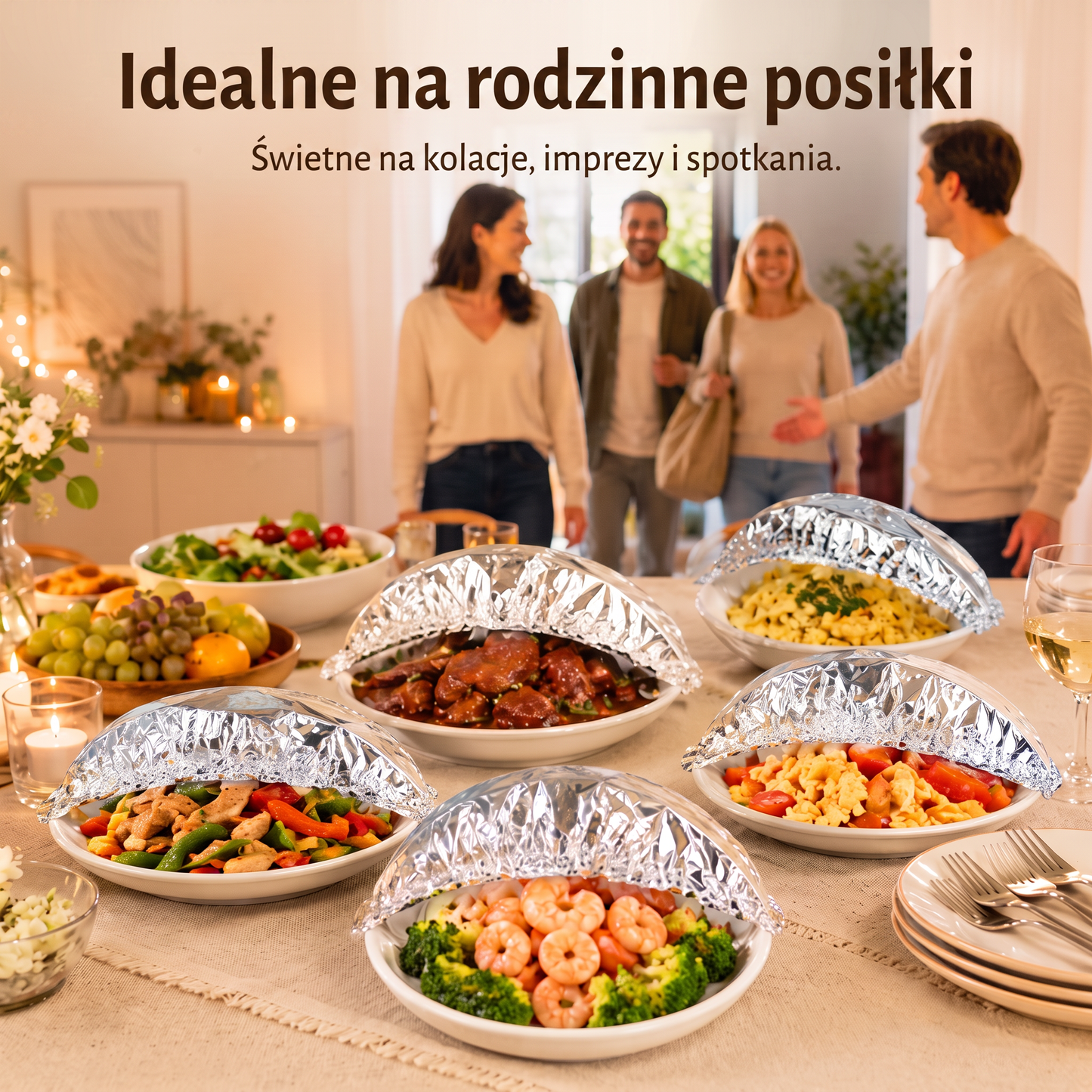 PKNEW® Składana aluminiowa osłona na żywność 🍇 | Utrzymuje ciepło i świeżość potraw oraz chroni przed muszkami owocówkami 🔥