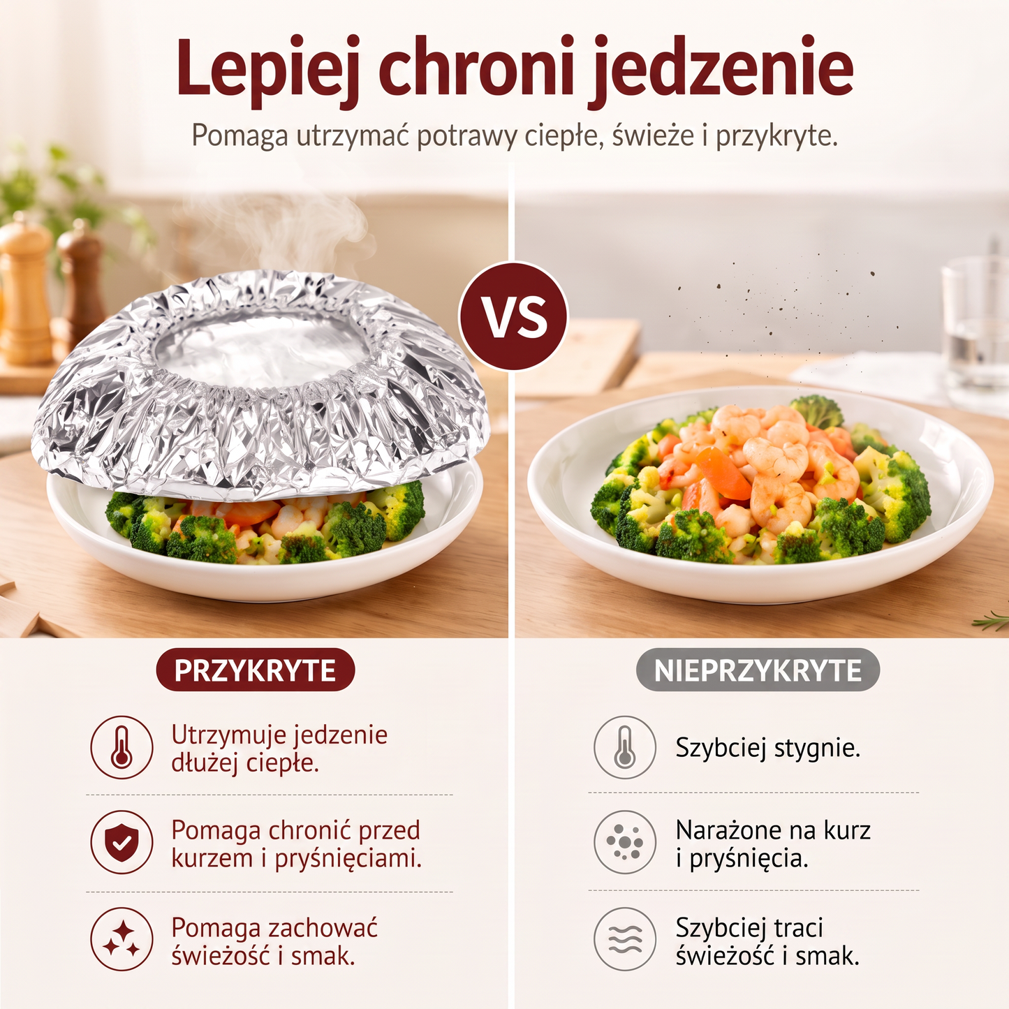 PKNEW® Składana aluminiowa osłona na żywność 🍇 | Utrzymuje ciepło i świeżość potraw oraz chroni przed muszkami owocówkami 🔥