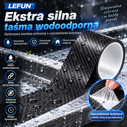 LEFUN® 💧 Wyjątkowo mocna taśma wodoodporna🍇 – warstwa ochronna o wyglądzie karbonu + uszczelka butylowa chroniąca przed przeciekami i wilgocią