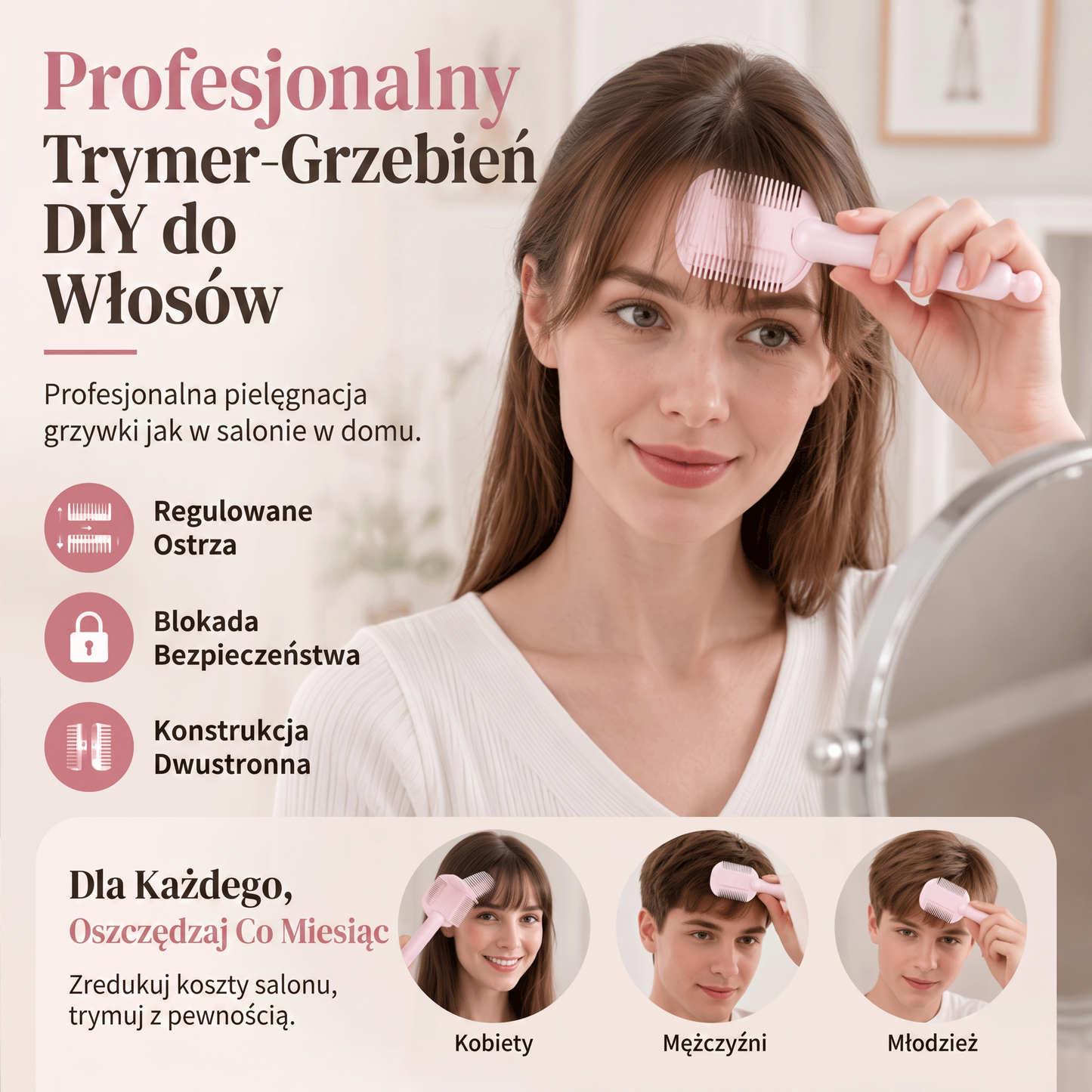 PKNEW®✂️ Zadbaj o fryzurę 🍇 4-funkcyjny grzebień do przycinania i cieniowania włosów – łatwe strzyżenie grzywki, modelowanie i stylizacja w domu 🎁