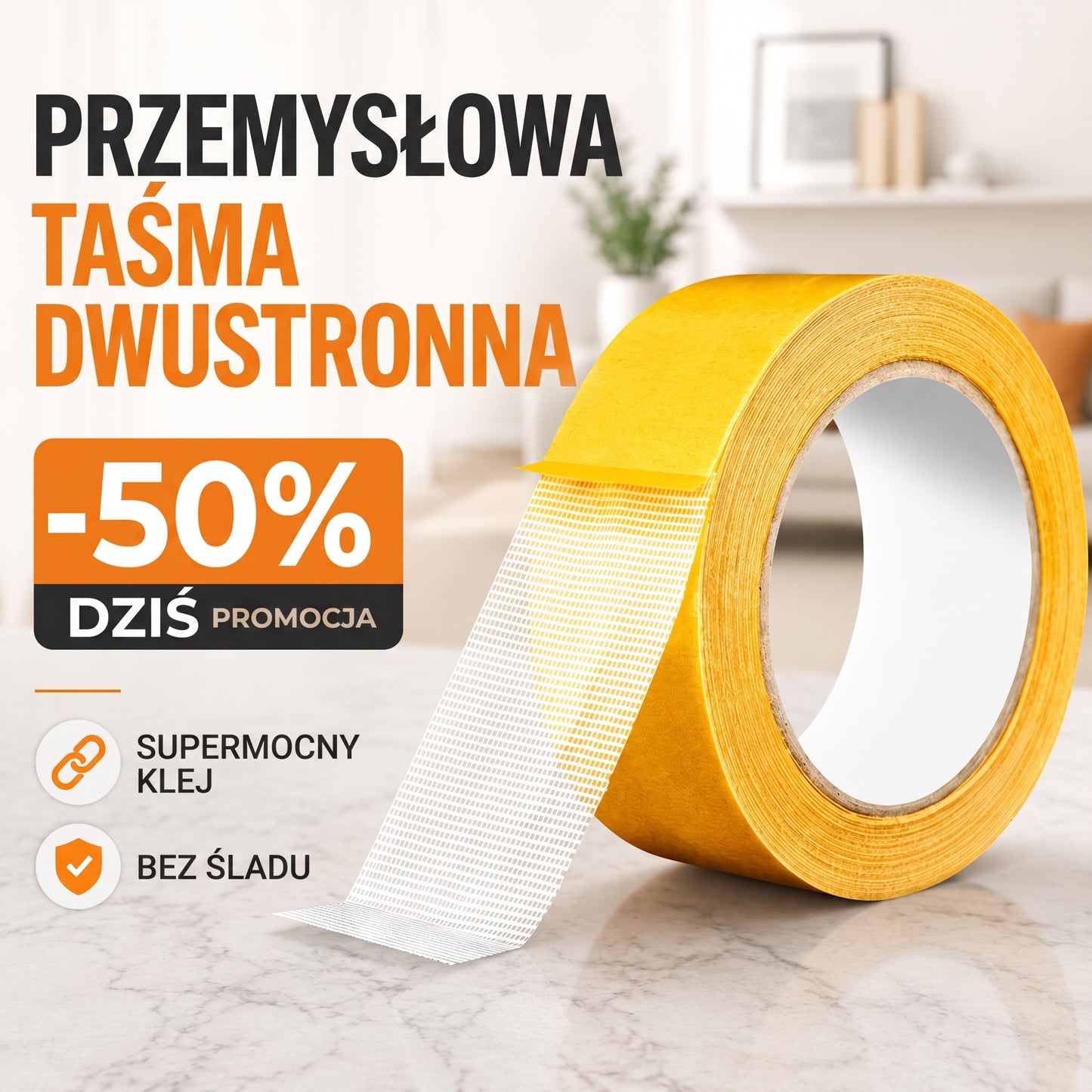 PKNEW® Wytrzymała taśma dwustronna🍇, mocny klej, wodoodporna i usuwalna, bez śladów, idealna do dywanów, tapet, balonów i użytku domowego 🔥