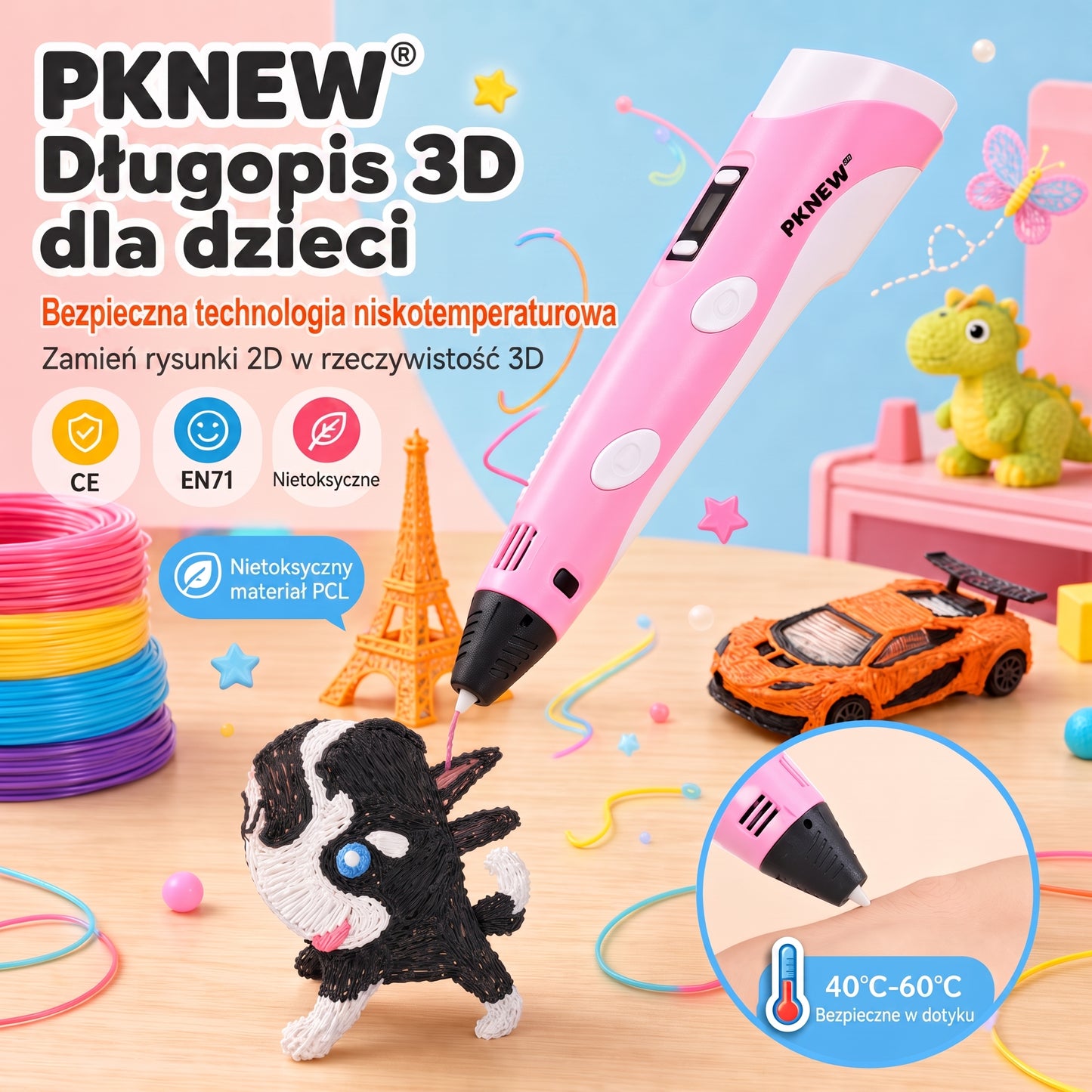 70% SLEVA DNES🎃PKNEW® 3D tiskové pero pro děti – bezpečné pro nízké teploty, netoxické a ekologické vlákno, podněcuje kreativitu