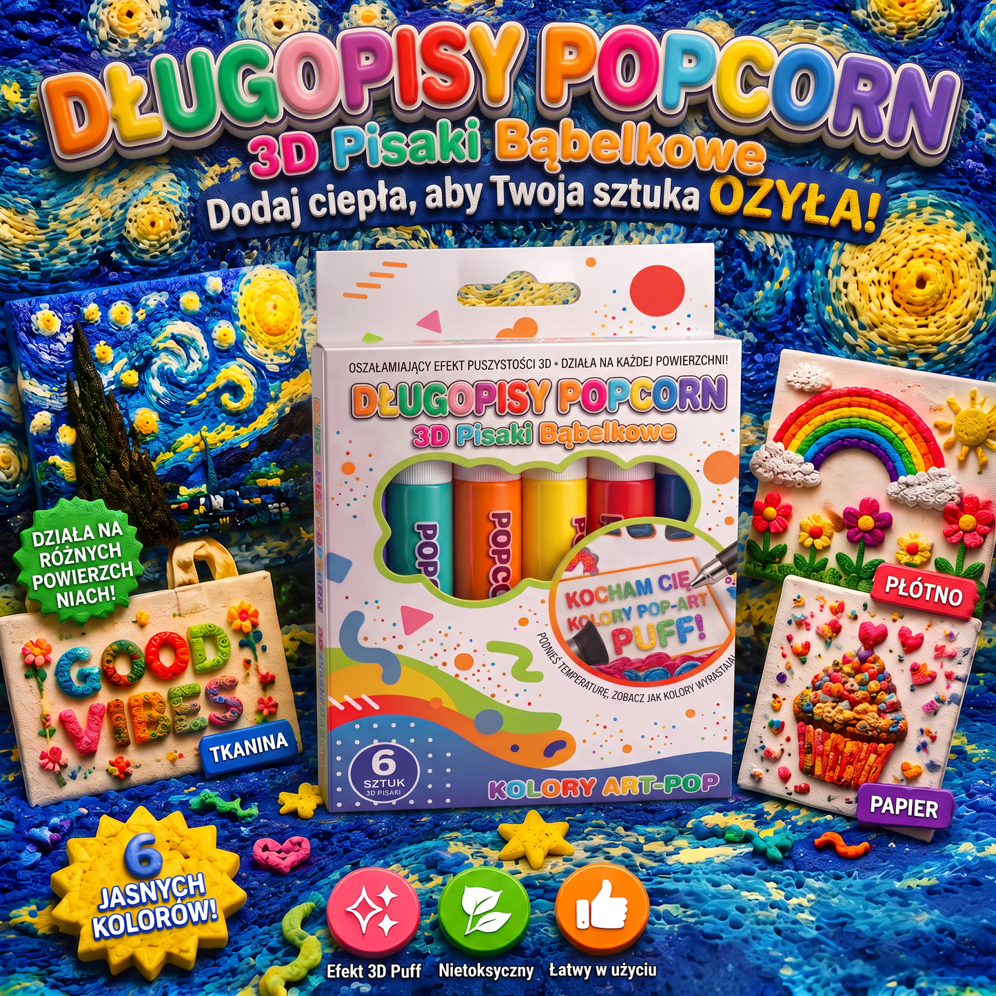 Dzisiaj z rabatem 50% 🔥 | Pisak PKNEW® do tworzenia wypukłych rysunków 3D🍊 – zamień zwykłe rysunki w niesamowite kreacje 3D 🎨