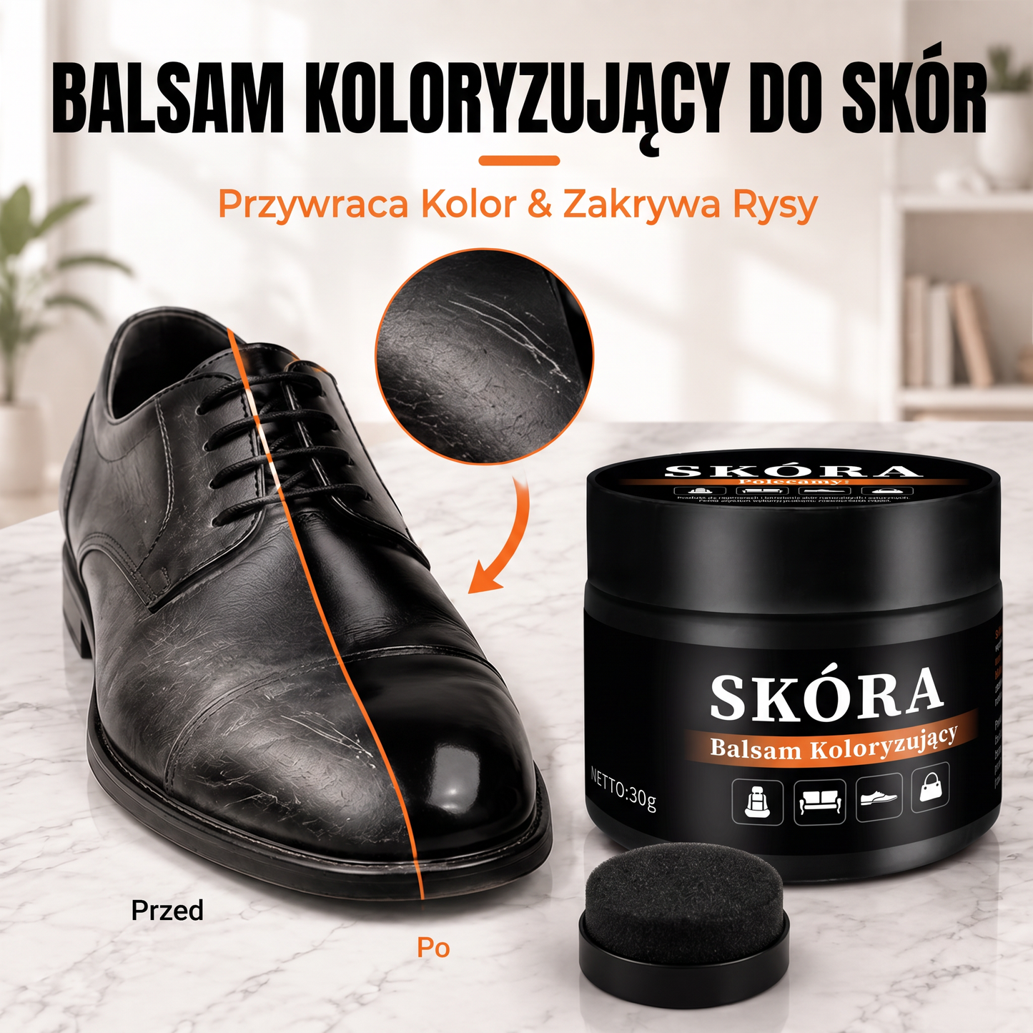 PKNEW®🎨 Intenzív Bőr Színhelyreállító Balzsam✨ – Felfrissíti a kifakult megjelenést, egységesíti a színt és segít elfedni a cipők, ülések, kézitáskák és autósülések karcolásait 💕