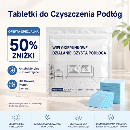 PKNEW®🌊 Rozpuszczalne tabletki czyszczące 💧 – Uniwersalny środek czyszczący do powierzchni drewnianych, laminatowych, płytek oraz ścian w kamperach, o działaniu antybakteryjnym i odświeżającym.