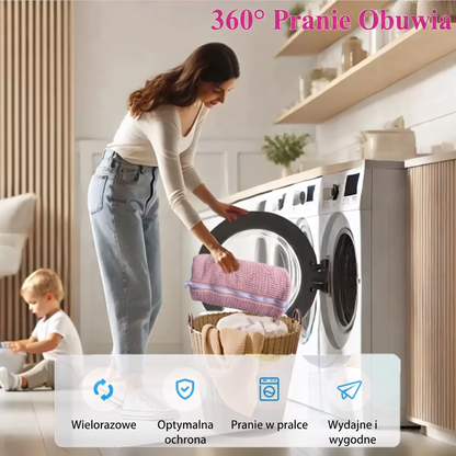 PKNEW®🍈 Worek do prania butów 360° z mikrofibry szenilowej👟 – delikatniejsze pranie bez szorowania ręcznego, z ukrytym zamkiem błyskawicznym; idealny do sneakersów, butów sportowych i dziecięcych 💕