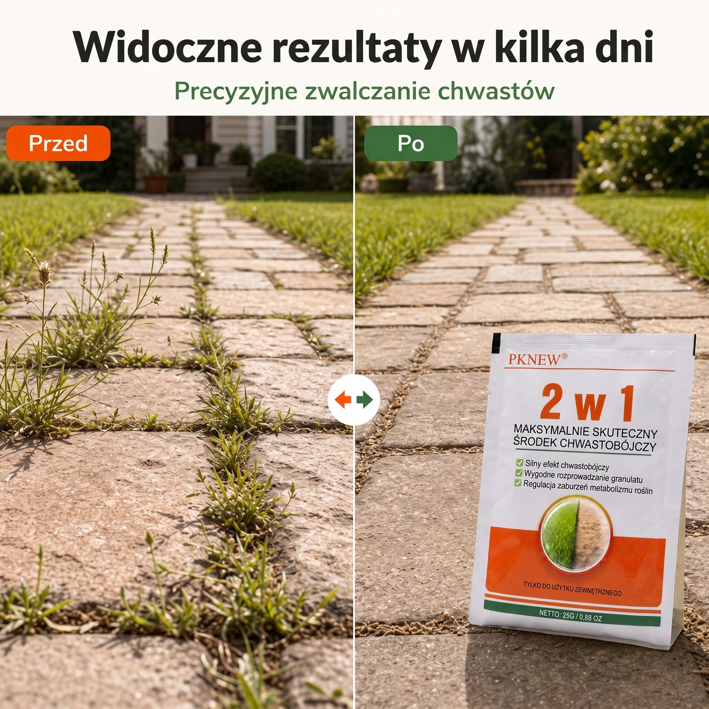 PKNEW® 🌿 Granulowany środek chwastobójczy 2 w 1 Max Power🍇 – widoczne efekty już po 6 godzinach; łatwy do rozpuszczenia w wodzie i przeznaczony do punktowego stosowania na fugach, ścieżkach, przy ogrodzeniach oraz na powierzchniach żwirowych.