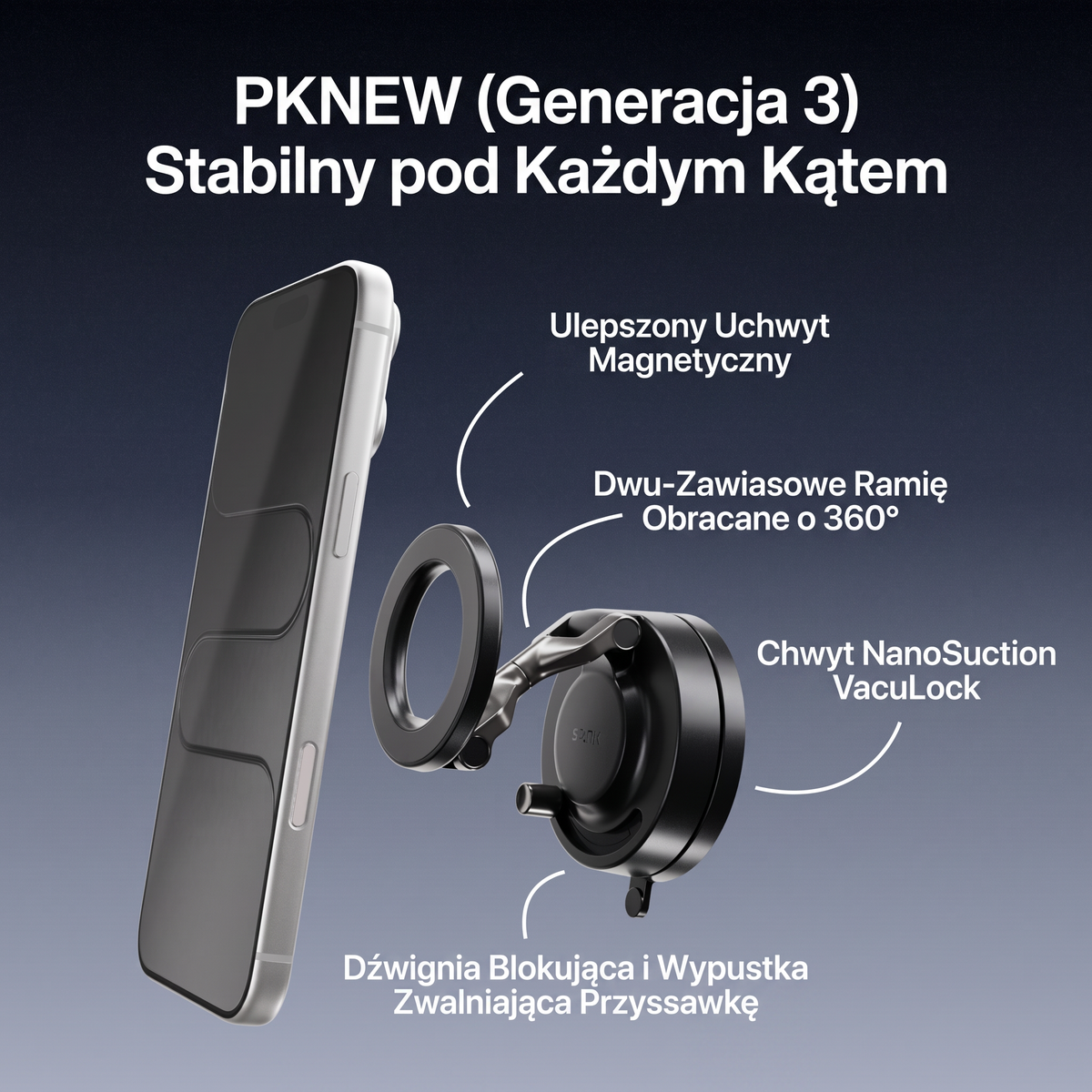 PKNEW® 🌳Metalowy uchwyt Gen 3 – 📱 więcej niż do auta.