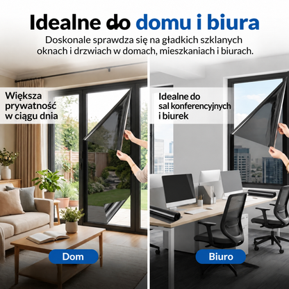 Czarna folia okienna typu lustro weneckie 🍇– izolacja termiczna, blokowanie 94% promieniowania UV, prywatność w ciągu dnia (do domu i biura)
