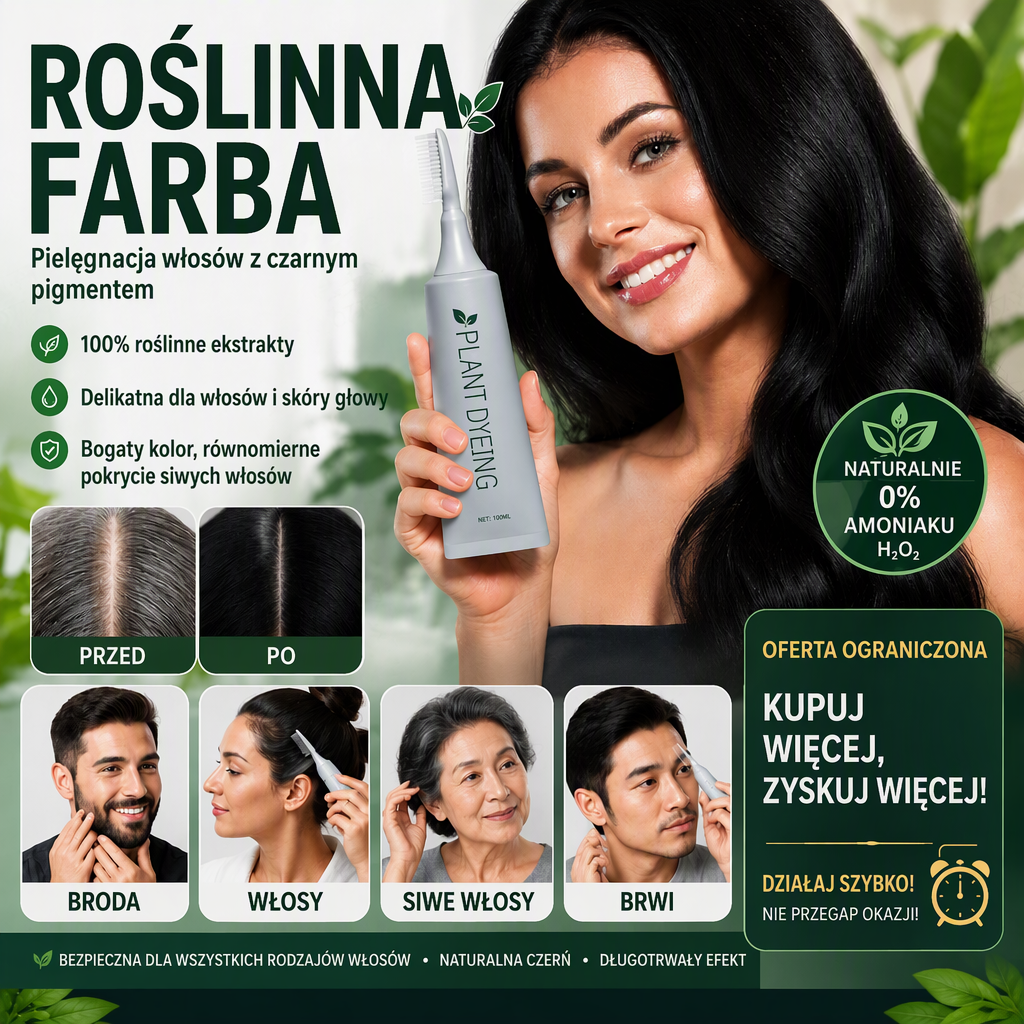 🌿 Ziołowy grzebień koloryzujący do włosów Vitalisys® 🍇– prostszy sposób na ciemniejsze, zadbane włosy 🖤