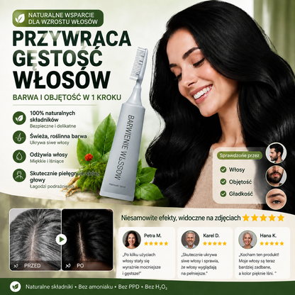 🌿 Ziołowy grzebień koloryzujący do włosów Vitalisys® 🍇– prostszy sposób na ciemniejsze, zadbane włosy 🖤