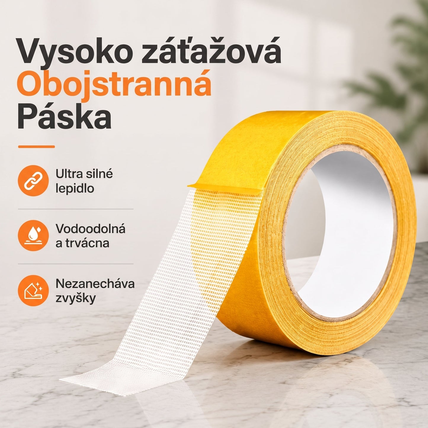 PKNEW® Odolná obojstranná páska – silné lepidlo, vodoodolná, odstrániteľná bez stôp. Ideálna na koberce, tapety, balóny a domáce použitie 🐔