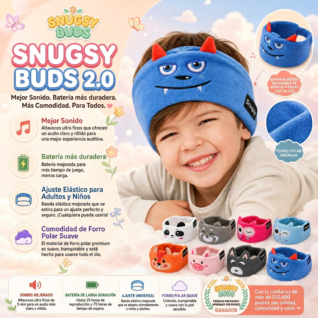 Blueshot® 🍇Audífonos Bluetooth de Diadema para Niños, 🦉 Suaves de Tela Polar para Dormir y Viajar, Audio Inalámbrico con Límite de Volumen, Diadema Lavable de Animalitos para Pequeños y Niños
