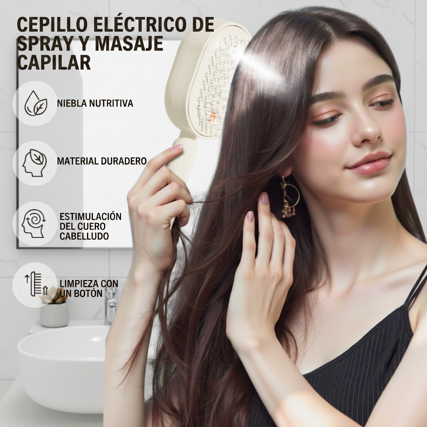 𝐃𝐞𝒗𝒂𝒓𝐞𝐨𝐧® 🍇 Cepillo Eléctrico 3 en 1 con Cojín de Aire,🥳 Masaje, Spray de Niebla, Función de Vapor Autolimpiante y para Aceites Esenciales, Cepillo Recargable para Masaje Capilar