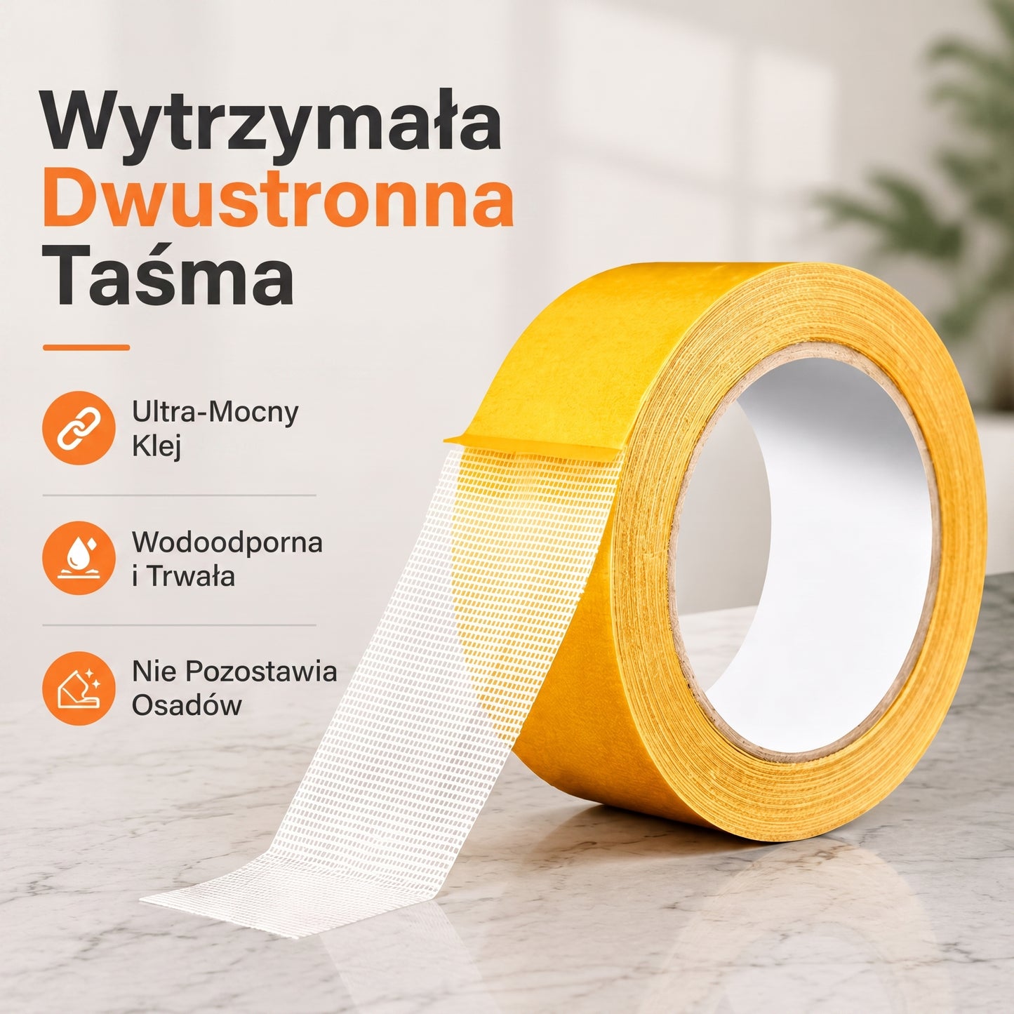 PKNEW® Wytrzymała taśma dwustronna🍇, mocny klej, wodoodporna i usuwalna, bez śladów, idealna do dywanów, tapet, balonów i użytku domowego 🔥