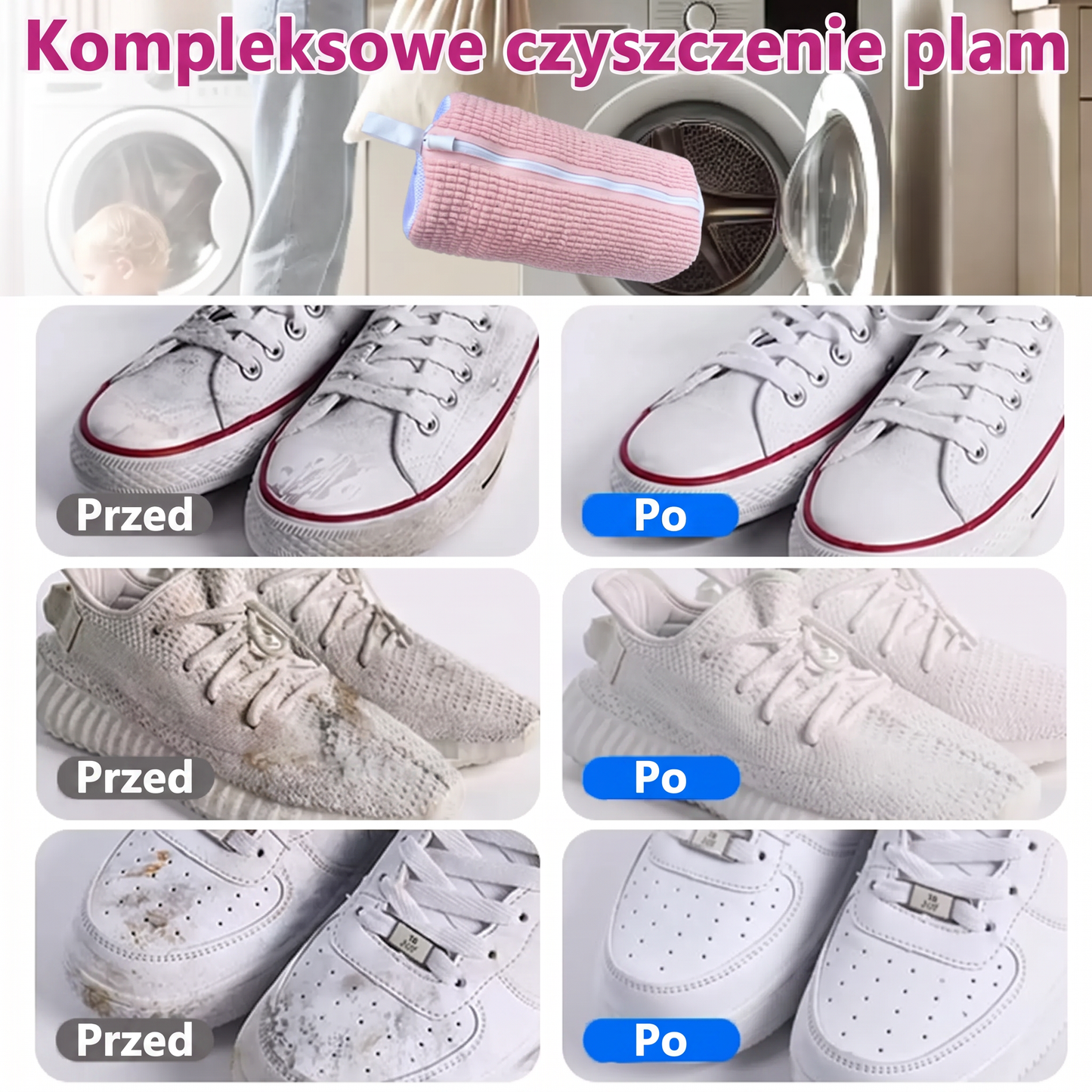 PKNEW®🍈 Worek do prania butów 360° z mikrofibry szenilowej👟 – delikatniejsze pranie bez szorowania ręcznego, z ukrytym zamkiem błyskawicznym; idealny do sneakersów, butów sportowych i dziecięcych 💕