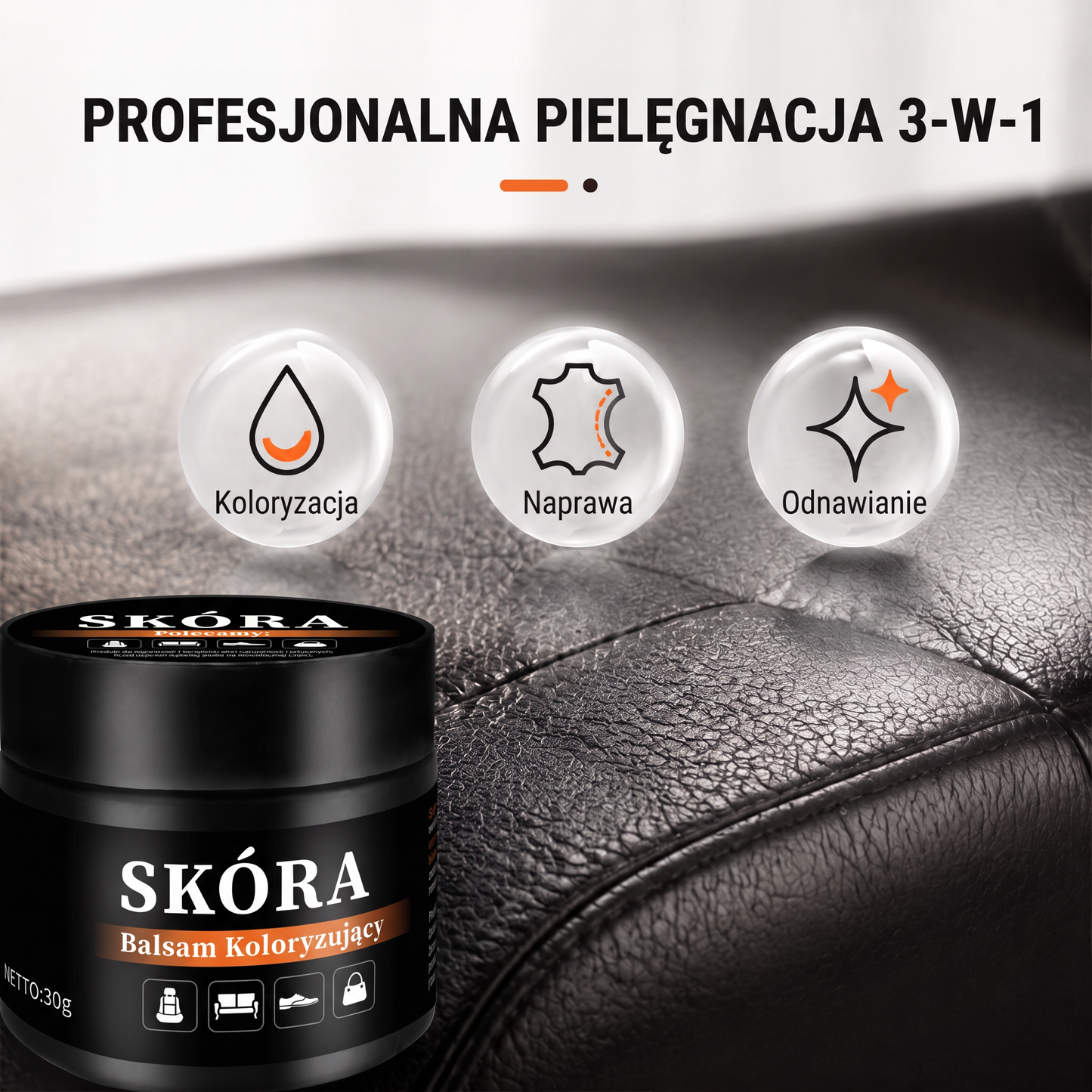 PKNEW®🎨 Intenzív Bőr Színhelyreállító Balzsam✨ – Felfrissíti a kifakult megjelenést, egységesíti a színt és segít elfedni a cipők, ülések, kézitáskák és autósülések karcolásait 💕