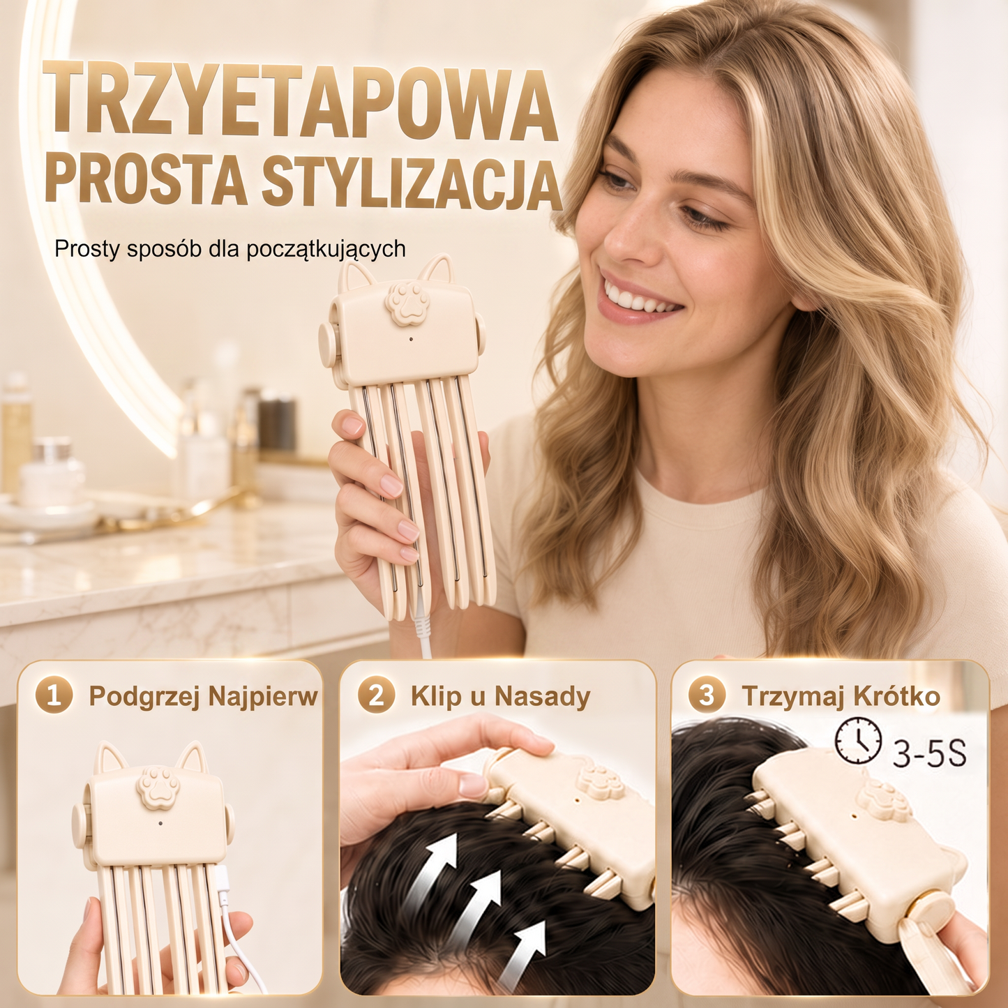 🎉 Ponad 48 000 sprzedanych sztuk 🍇 Bezprzewodowe, podgrzewane urządzenie do stylizacji, unoszące włosy u nasady – przenośne narzędzie idealne do cienkich i słabych włosów.