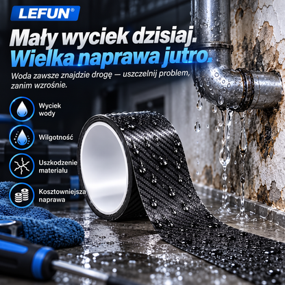LEFUN® 💧 Wyjątkowo mocna taśma wodoodporna🍇 – warstwa ochronna o wyglądzie karbonu + uszczelka butylowa chroniąca przed przeciekami i wilgocią