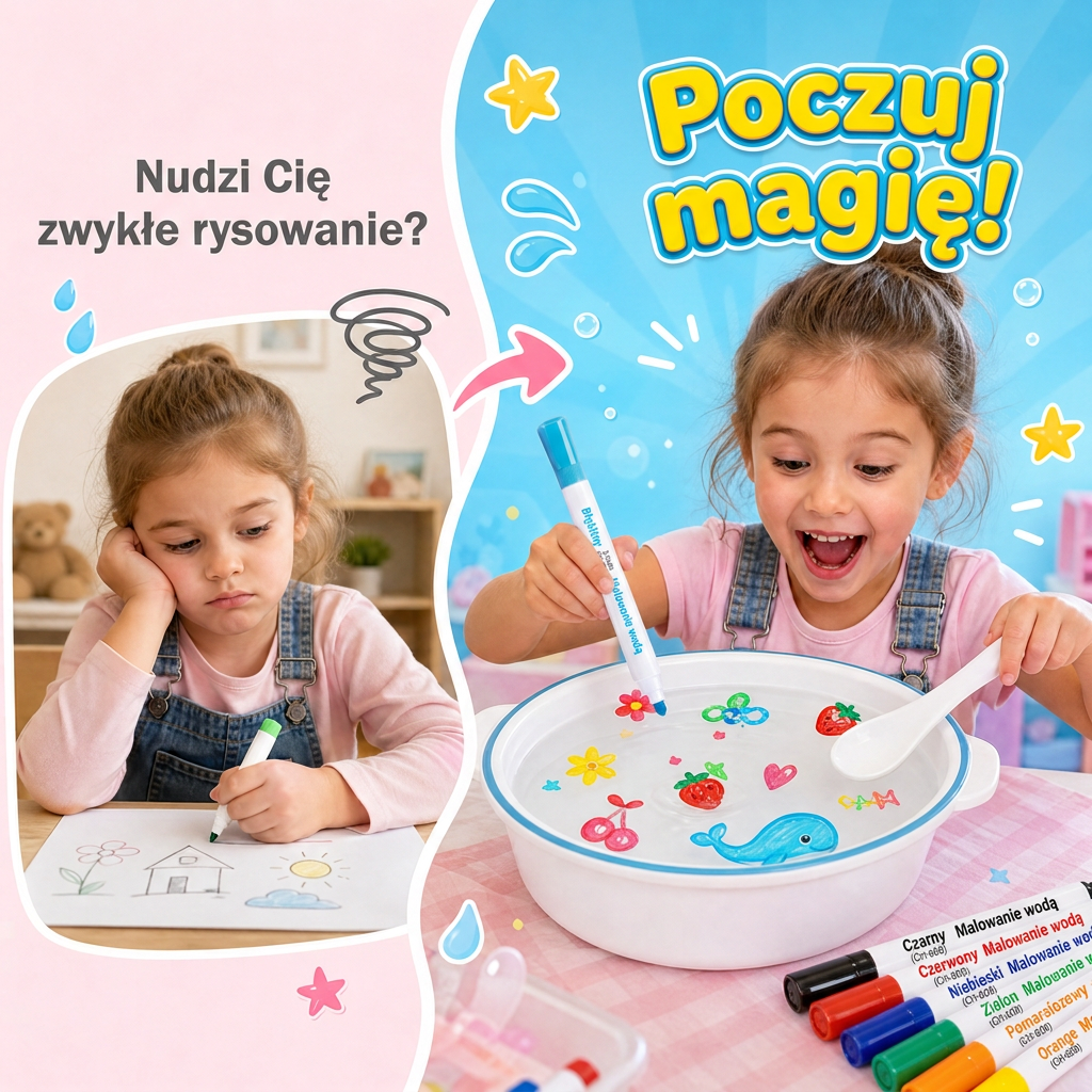 LEFUN® 🪄 MAGICZNE PŁYWAJĄCE PISAKI DLA DZIECI ✨ – Twórz rysunki, które ożywają w wodzie, i zamień rysowanie w magiczną zabawę.