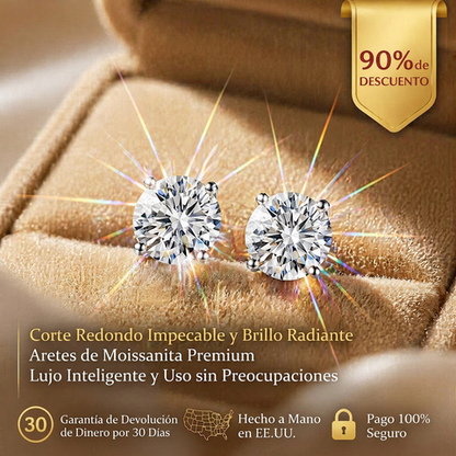 Pendientes de botón solitario de cuatro garras chapados en oro de 14K con moissanita cultivada en laboratorio y plata de ley S925. Oferta especial de último día: ¡Ahorra un enorme 90%! 🔥