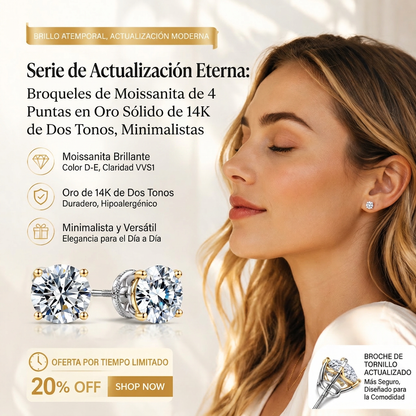 Pendientes de botón solitario de cuatro garras chapados en oro de 14K con moissanita cultivada en laboratorio y plata de ley S925. Oferta especial de último día: ¡Ahorra un enorme 90%! 🔥