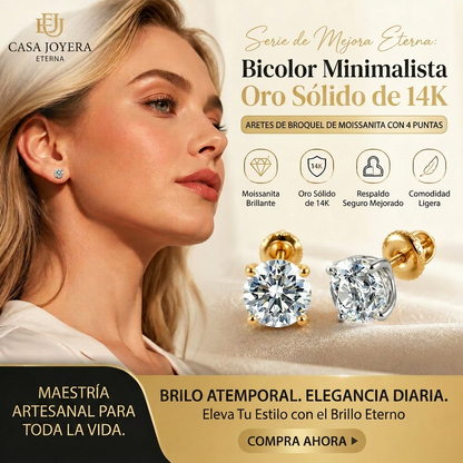 Pendientes de botón solitario de cuatro garras chapados en oro de 14K con moissanita cultivada en laboratorio y plata de ley S925. Oferta especial de último día: ¡Ahorra un enorme 90%! 🔥