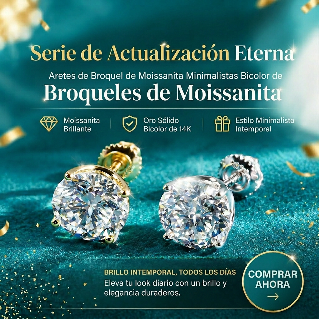Pendientes de botón solitario de cuatro garras chapados en oro de 14K con moissanita cultivada en laboratorio y plata de ley S925. Oferta especial de último día: ¡Ahorra un enorme 90%! 🔥