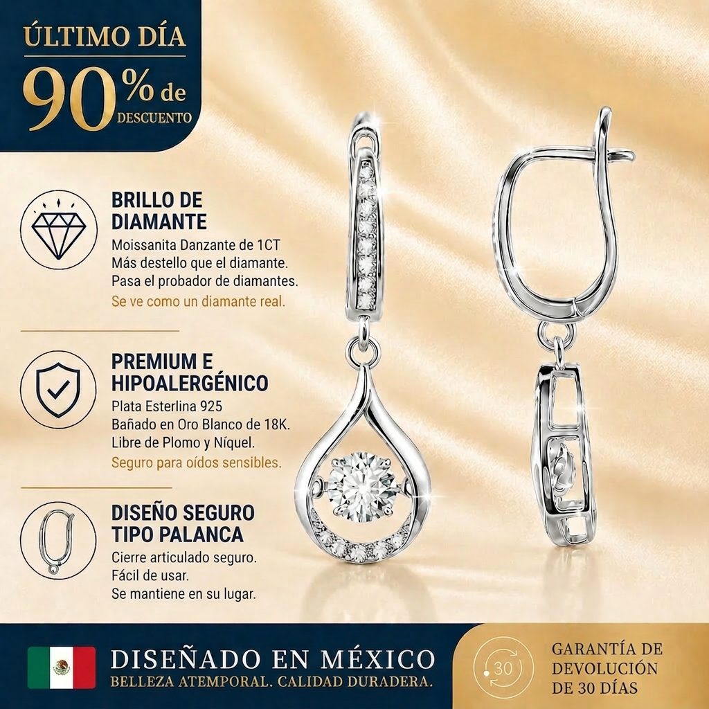 🔥🔥 30% DE DESCUENTO HOY: Pendientes de moissanita "Dancing" de 1 quilate – La comodidad y el brillo en plata S925 que te mereces 💎