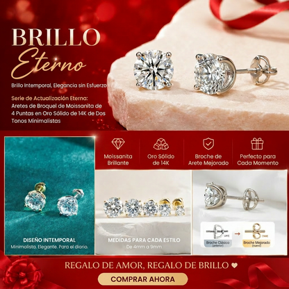 Pendientes de botón solitario de cuatro garras chapados en oro de 14K con moissanita cultivada en laboratorio y plata de ley S925. Oferta especial de último día: ¡Ahorra un enorme 90%! 🔥