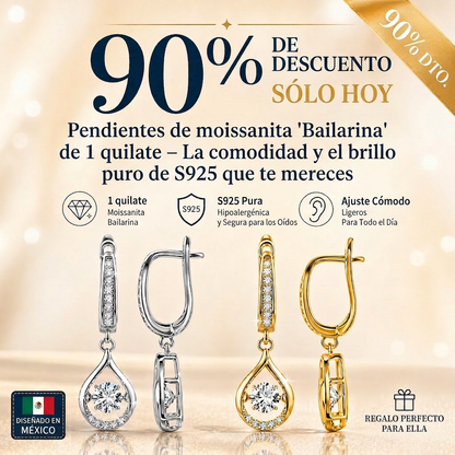 🔥🔥 30% DE DESCUENTO HOY: Pendientes de moissanita "Dancing" de 1 quilate – La comodidad y el brillo en plata S925 que te mereces 💎