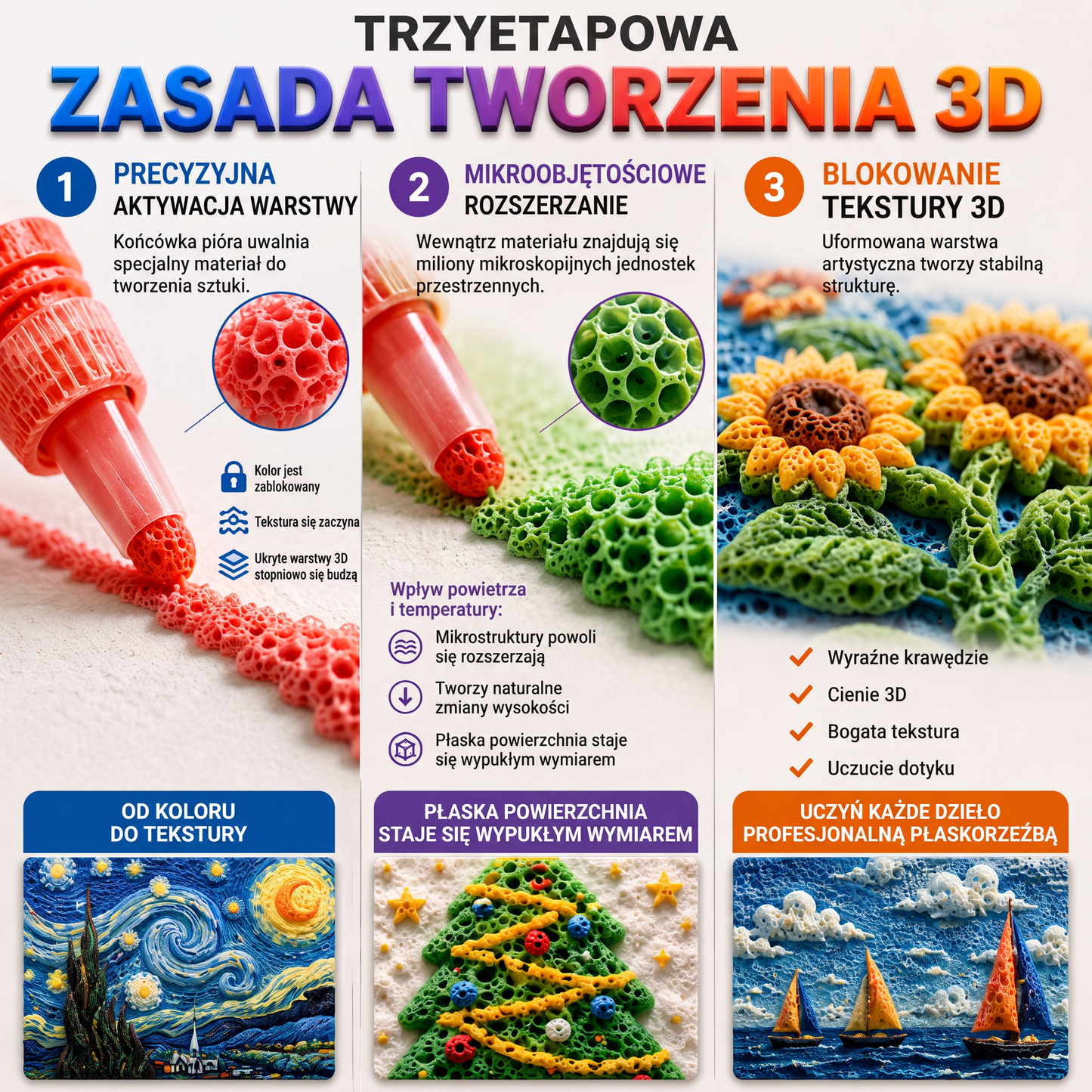 Dzisiaj z rabatem 50% 🔥 | Pisak PKNEW® do tworzenia wypukłych rysunków 3D🍊 – zamień zwykłe rysunki w niesamowite kreacje 3D 🎨