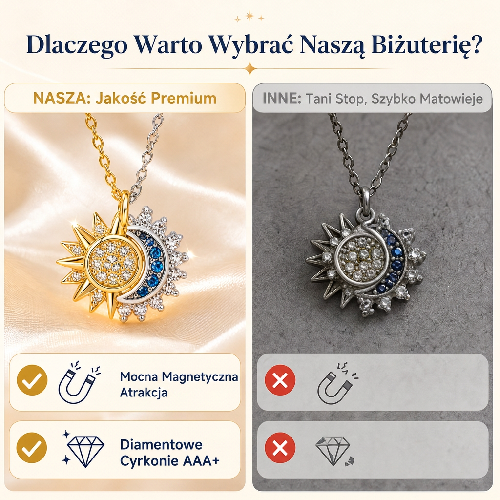 🔥Magnetyczny zestaw biżuterii Słońce i Księżyc – Dwie dusze, jedna więź☀️🌙