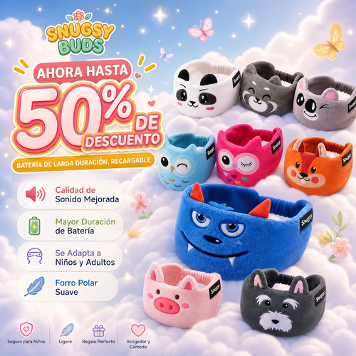 Blueshot® 🍇Audífonos Bluetooth de Diadema para Niños, 🦉 Suaves de Tela Polar para Dormir y Viajar, Audio Inalámbrico con Límite de Volumen, Diadema Lavable de Animalitos para Pequeños y Niños